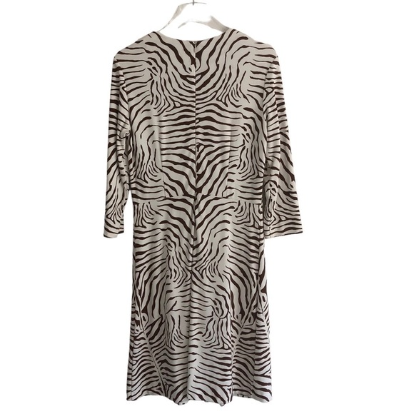 J McLaughlin Brown Cream Zebra Print Dress Medium - Picture 8 of 11